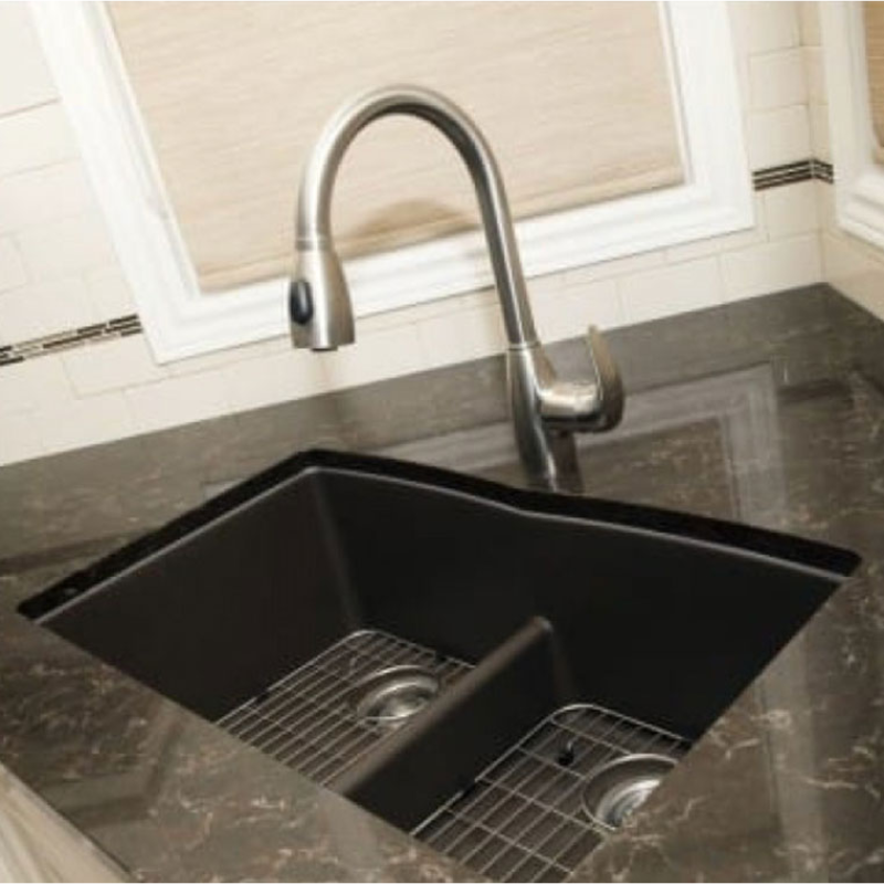 Virtuo Granite Double Undermount Offset Bowl Kitchen Sink - Image 3