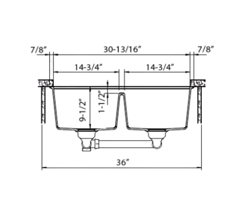 The Adour Granite Double Undermount Equal Bowl Kitchen Sink - Image 3